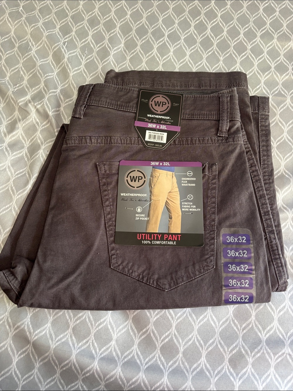 Weatherproof Utility Pants in Forged Iron. 36x32